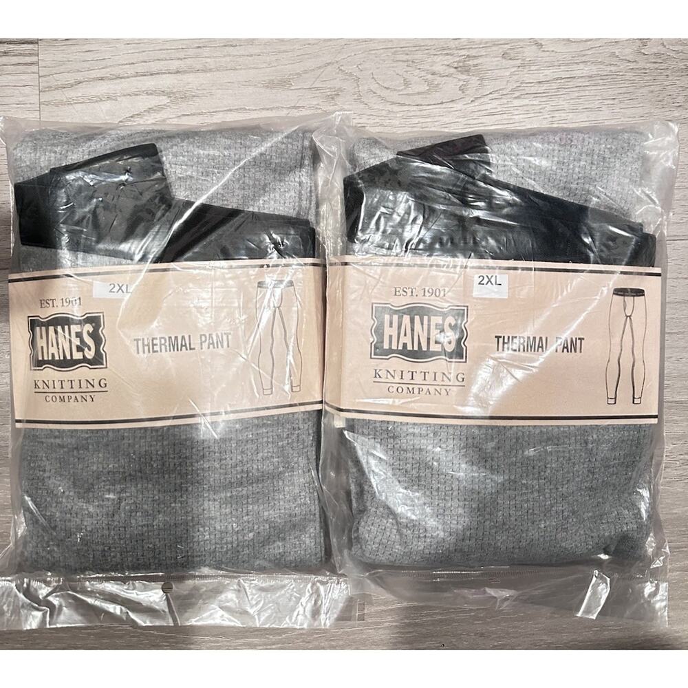 2 Packs Hanes Men's Waffle Knit Thermal Pants Style New Size 2XL
